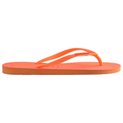 Havaianas Kids Slim Glitter Neon Flip Flops - Colorful Sandals with Glitter Strap - Coral Spark, 9C Little Kid3