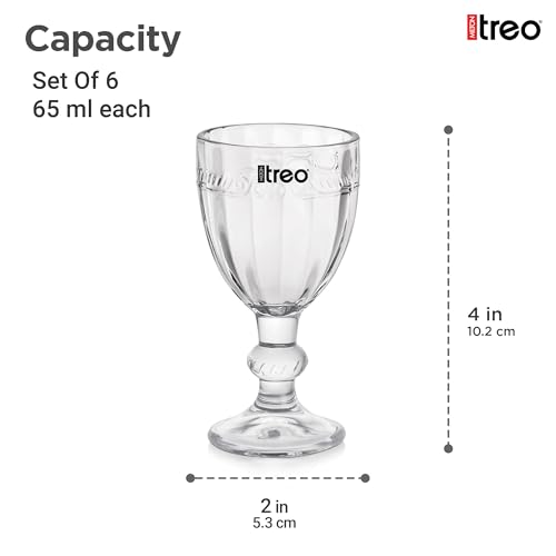Image of Treo by Milton Glace Shot Glasses I Set of 6 (65 ml) | Elegant Fluted mini Glasses with Geometric Design for Shots, mocktails, tasters & Parties