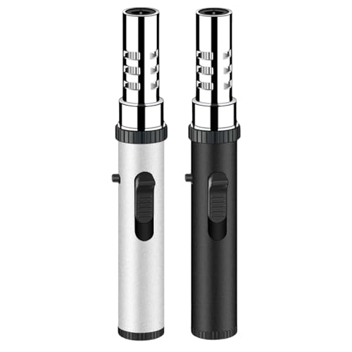 Lot De 2 Briquet Tempête, Briquets Rechargeables Tempête Au Gaz, Briquet Chalumeau, Gaz Allume Bougie, Flamme Jet Réglable pour Bougies, Cuisson, Camping,...