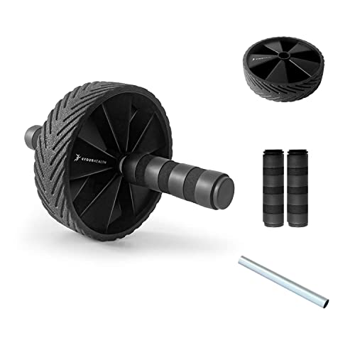 4yourhealth, Exercise AB Wheel Rouleau pour abdominaux avec poignées en mousse anti-transpiration Noir et bleu – Image 4