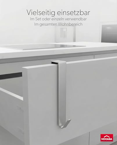 MDCASA Premium Türhaken I Türhaken zum Einhängen inkl. Filzpad I 4 hochwertige & stabile Haken zum Einhängen für alle gängigen Türen