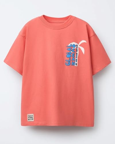 Image of Alan Jones Clothing Boys Oversized Cotton Printed T-Shirt | Round Neck, Short Sleeves, Casual Wear