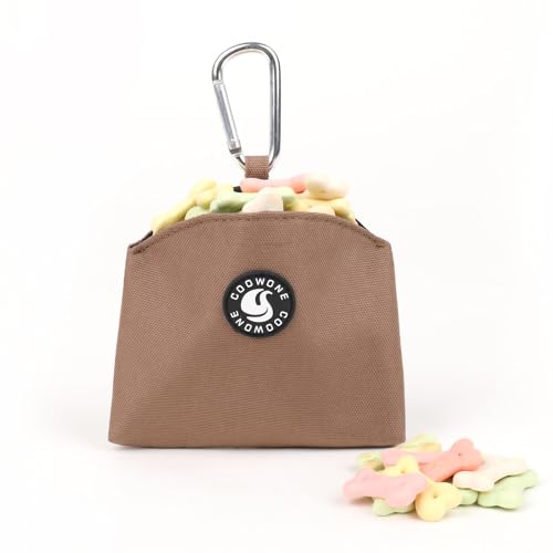 COOWONE Leckerli-Tasche mit magnetischer Öffnung für Hündchen-Leckerli-Snack-Taschen Hundeleckerli-Trägerhalter mit Clip (Braun)