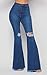 Vibrant Women's Juniors Rip Knee Bell Bottom High Waist Fitted Flare Leg Pants Denim Jeans EP1708 MStone 5