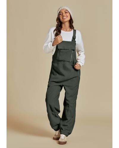 Luvamia Sherpa Fleece Overalls - Women's Baggy Jumpsuit - Army Green - Size 4/6 - image 7