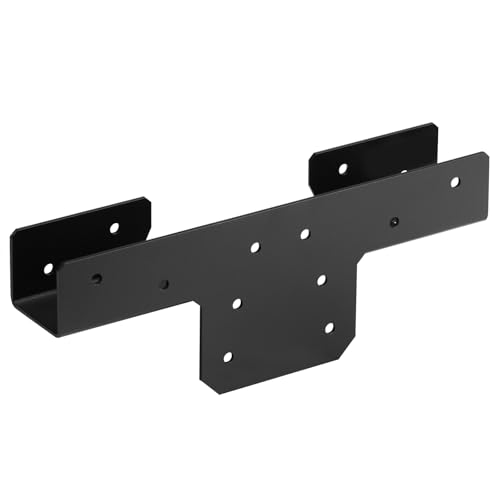 GBGS 4 Pcs Black Rigid Tie Flat Connector for 2X Joist Beam to 2x4 Post Connect,13 Gauge,Powder Coating