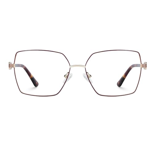 Image of Zeelool Blue Light Blocking Glasses for Women, Metal Fashion Glasses Frame Eyeglasses with Non-prescription Clear Lenses ZJGM374867-05B