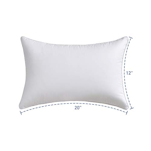 Image of Oubonun 12x20 Lumbar Throw Pillow Inserts 2 Pack, 100% Cotton Breathable Cover Plump Rectangle Square Cushion Inserts White Decorative Pillows for Living Room Bedroom Office