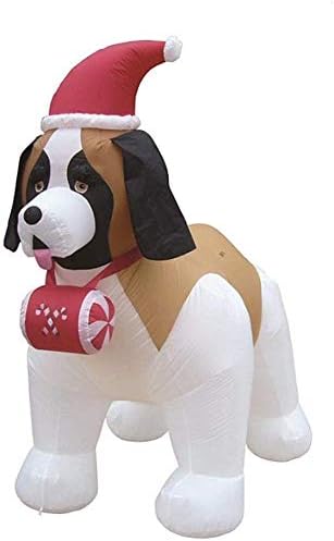7' Air Blown Inflatable St. Bernard w/Santa Hat Christmas Yard Decoration