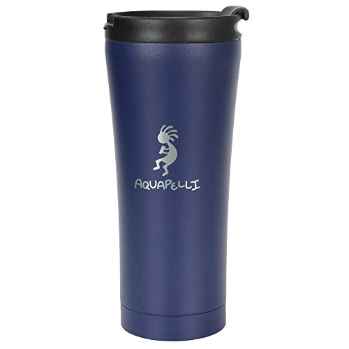 Aquapelli Vacuum Insulated Travel Coffee Mug, 16 Ounces, Blueprint Blue
