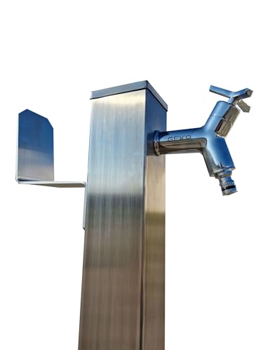 GEKA Wassersäule Edelstahl 3/4' Zoll 95 cm mit Schlauchhalter Wasserverteiler Wasserzapfstelle Zapfstelle