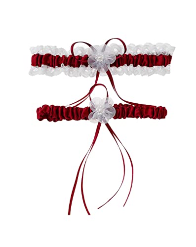 Image of Women Wedding Bridal Legs Garter Set Bridal Garters Lace Belt with Toss Away JW20