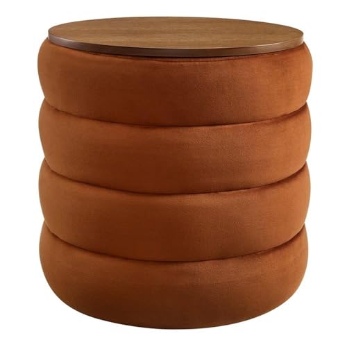 Modway Mezzo Tabouret ottoman rond en velours rouillé – Ottomane touffetée – Repose-pieds rembourré – Table d'appoint ou d'appoint polyvalente avec...