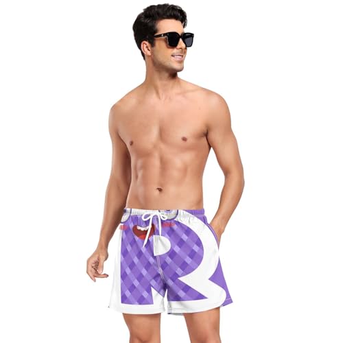 Yuiboo RSwim Shorts for Men Men 2 in 1 Running Shorts with Pockets and Compression Liner Swimming Board Shorts Quick Dry Multi