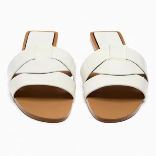 Sandales plates blanches d'été respirantes style nu-pieds chic - 2