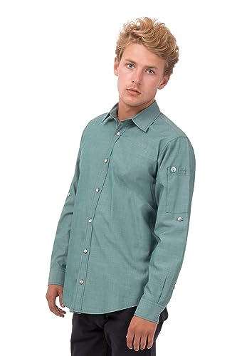 Chef Works Men's Chambray Shirt, Green Mist, Small
