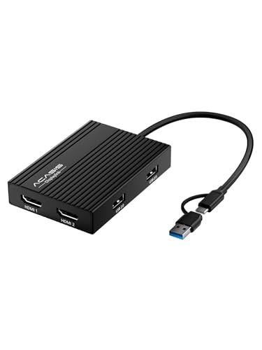 ACASIS DS0602 DisplayLink Docking Station-USB C auf Dual HDMI DisplayLink Adapter 4K@60Hz 2 HDMI 100W PD USB-A/C-auf-Dual-Monitor-Adapter für Mac mini M4/M1/M2/M3/Neo(Black)