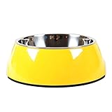 Haustier Katze und Hund Doppelschale aus Edelstahl eignet Sich for große Hunde Reisschalen zu Essen (Color : Yellow)