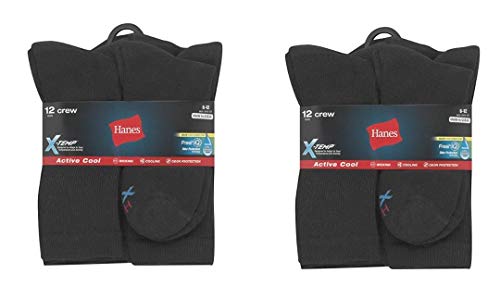 Hanes ComfortBlend Max Cushion Crew Sock (MC10/6) Black , 6-12 (Pack of 2)