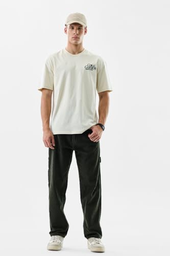 Image of SNITCH Men Cargo Pants | Relaxed Fit with Textured Corduroy Design | 100% Cotton Fabric & Button Closure for Casual Wear, College Wear & Streetwear