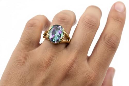 Image of 55Carat Choose Your Color Genuine Stone Ring 18K Gold Plated Oval Handmade Jewellery for Gift Sizes 4-13