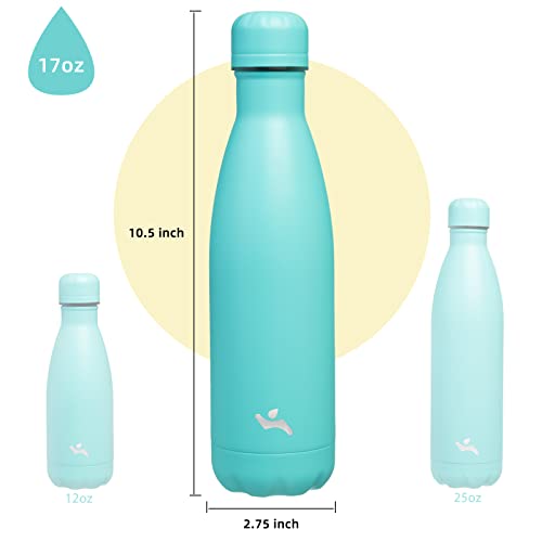Image of Konokyo Insulated Water Bottles,17 oz Double Wall Stainless Steel Vacumm Metal Flask for Sports Travel,Turquoise