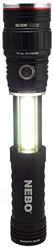 500 Lumen COB LED Work-Light and Flashlight, Red Light Mode and Red Flashing Light Mode, 4x Adjustable Zoom, Magnetic Base, No Need to Buy Batteries SLYDE KING is Rechargeable - NEBO 6726 Slyde King