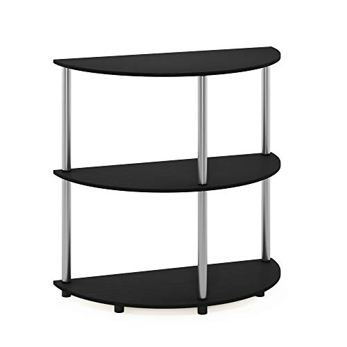 Image of Furinno Frans Turn-N Half Round Console Table with Stainless Steel Tubes, Black Oak 15.6D x 31.1W x 30.8H in