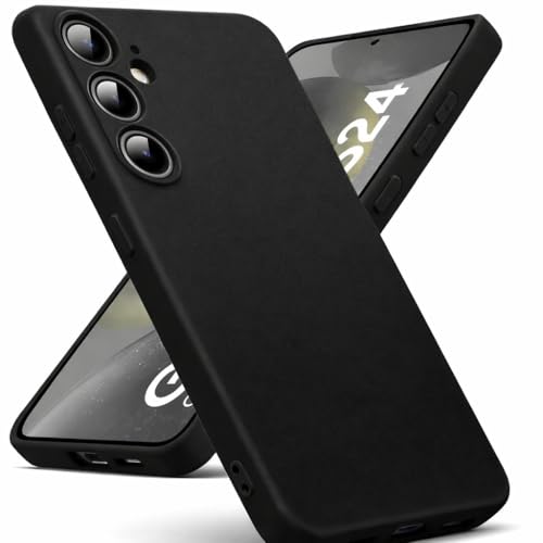 Image of DIZORO Microfiber Candy Case Compatible for Samsung S24 5g Smooth Touch Cushion Liquid Soft Silicone Gel Rubber Phone Cases Non-Slip Full Body Protective Shockproof Back Cover -Black
