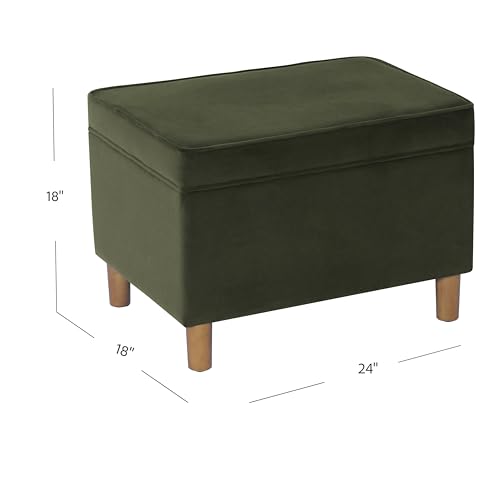 Image of HomePop 24 inch Dinah Collection Storage Ottoman - Loden Green Velvet