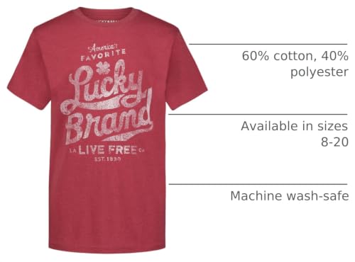 Image of Lucky Brand Boys' Short Sleeve Graphic Crew Neck T-Shirt, Soft, Comfortable, Relaxed Fit