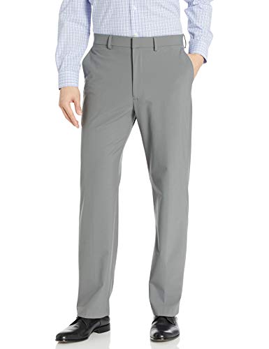 J.M. Haggar Men's Solid Stretch Classic Fit Flat Front Dress Pant, Medium Grey, 38Wx32L