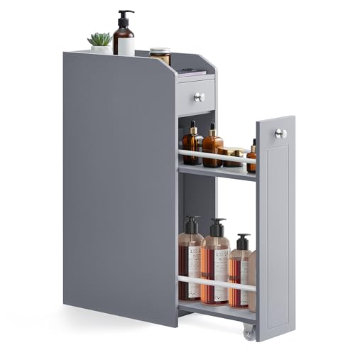 VASAGLE Badezimmerschrank klein, Badschrank schmal, Kleiner Schrank für...