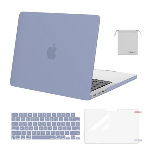 Image of MOSISO Compatible with MacBook Pro 14 inch Case 2025 2024 2023 2022 2021 M5 M4 M3 M2 M1 A3434 A3112 A3185 A3401 A2918 A2992 A2779 A2442, Hard Shell&Keyboard Cover&Screen Film&Pouch,Lavender Gray