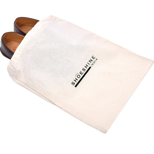 Image of Natural Cotton Shoe Bags - 6 Pcs Large Travel Storage Packing Pouch