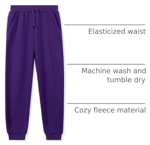 Image of Kid Nation Kids Unisex Soft Brushed Fleece Casual Pull On Jogger Sweatpants with Pockets for Boys or Girls | Soft Brushed Fleece Kids JoggerElastic Waist With Drawstring,Deep Side Pockets,Machine Wash,Durable,Great Gift for 3-12 Years