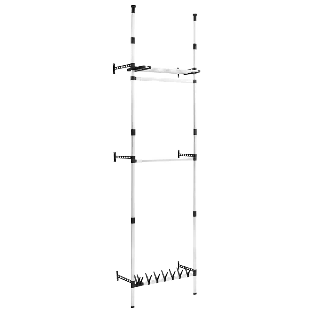 vidaXL Sistema de Armario Telescópico con Barras y Estante Almacenamiento Organizador Ropa Perchero Colgante Habitación Dormitorio Aluminio