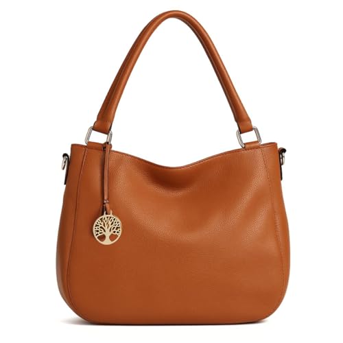 Bolsa Feminina Ombro Transversal Couro Sacola Hobo Trabalho ALWY (Caramelo)