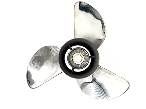 Wonengda 13 1/4 X 17 (Hub Kits Included) Stainless Steel Outboard Propeller For Yamaha Engines 60-115 Hp Reference 6E5-45945-01-El, 15 Tooth #TOP4