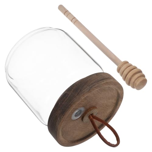 Ciieeo Elegant Honey Jar Wooden Lid Jar Style for Kitchen Honey Storage