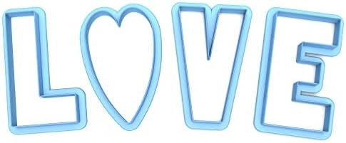 Sweet Prints Inc Set of 4 LOVE Cookie Cutters - Dishwasher Safe (Large: 5")