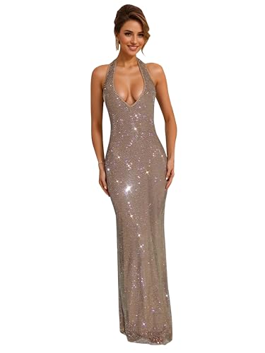 Image of Glitter Sequin Prom Dress for Bachelorette,Birthday,Holiday | Elegant Fully Lined Sparkly Rhinestone Long Dresses for Women Birthday /Formal Galas /Wedding Guest /NYE /Homecoming
