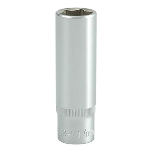 Image of Yato YT-1230 Hexagonal Deep Socket of Size 17mm & Length 76mm Suitable for Socket Wrench Set CRV 50BV30 Chromium Satin Plated Steel