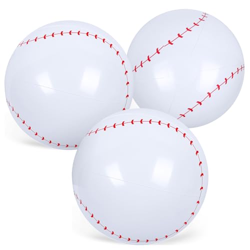 LovesTown 3-Pack 12-Inch Inflatable Baseball Beach Balls