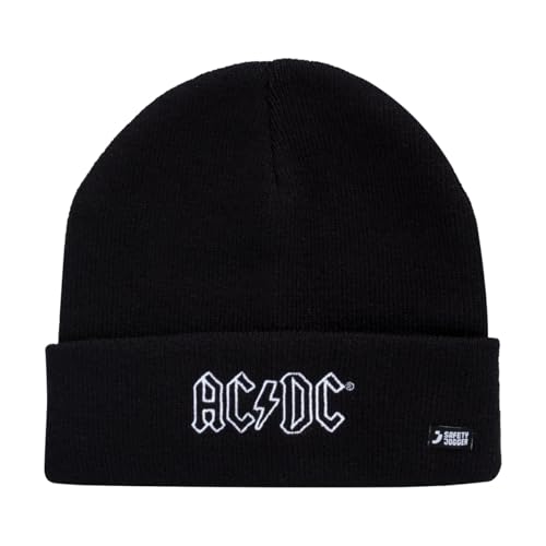 SAFETY JOGGER Strickmütze Herren und Damen, Unisex Beanie ideal für die Arbeit im Freien, Mütze mit Umschlag und AC/DC Logo EU SR, Schwarz