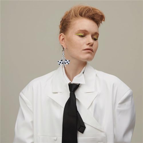 Coadipress Race Charm Earring for Women - Black & White Checkered Flag Dangle Drop Earrings - Race Day Gift for Racers & Fans3