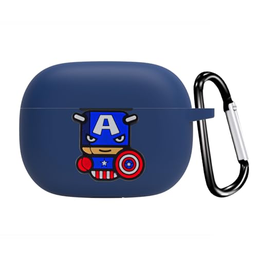 Image of New Silicone Case Compatible with Realme Buds T310 & Realme Buds N1, Soft Silicone 360 Full Protection Dust-Proof Shockproof Case Cover with Hook (Cover Only) (Captain-America)