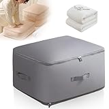 Ultra Space Saving Self Compression Organizer, 2025 New 3-Layer Zipper Large Capacity Storage Bag, Comforter Storage Bag Packaging Cube Bedding Bag (Gray, Large)