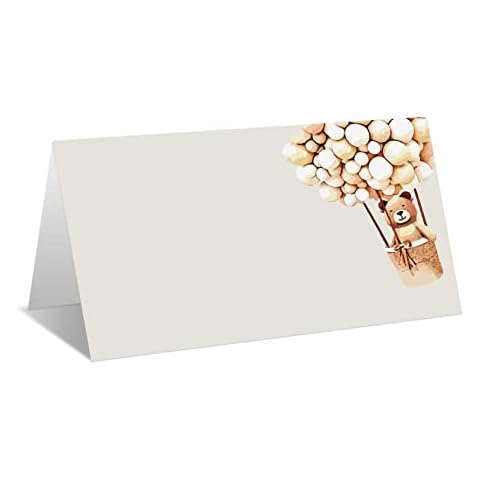 Place Cards for Bear Balloon Party, Editable Name Place Cards, Seating Place Cards for Tables, Tent Style Cards for Baby Shower, Birthday Party, Easy Folding, Pack of 25 Escort Cards(B01) Cover