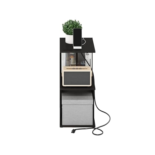 Mesa auxiliar Furinno Boyate espresso con USB y Tipo C para sofá y almacenamiento 7